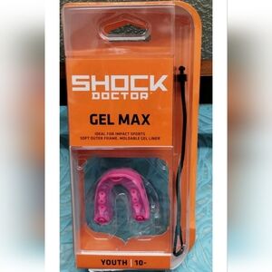 Shock Doctor Gel Max Convertible Strap/Strapless Mouthguard Youth Pink 10- New